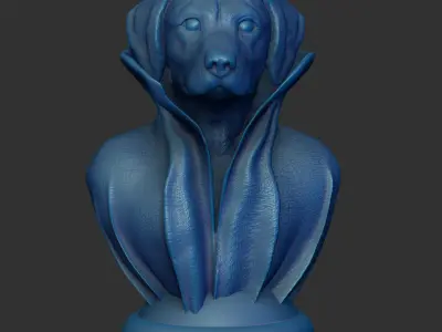 Rhodesian Ridgeback - with Cape Collar on Pedestal 3D print model