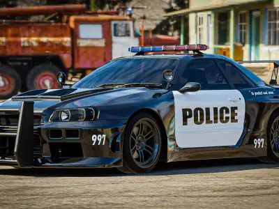 Nissan Skyline R34 Police Car 3D model