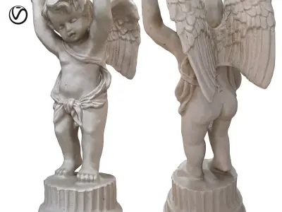 statues 3 statue of angel with wings 3D model