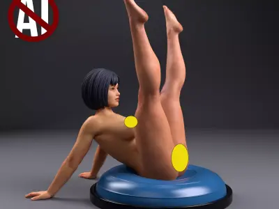 A chubby girl at the gym 3D print model