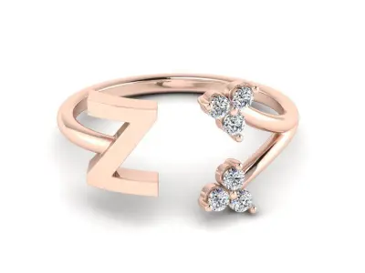 Jewelry Alphabet Ring  Z with Diamonds  3D print model