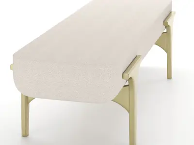 Upholstered Bench with Bronze-Patina Brass Details 3D model