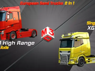 T520 - XG 530 European Semi Trucks 2 in 1 3D Model Collection