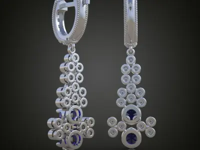Earring 3D model 3D printable model 0073-9 Free 3D print model