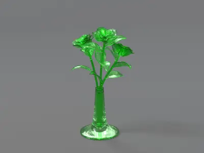 Glass Flower Showpiece Red 3D model