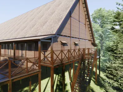 Traditional longhouse of the Iban Dayak community of Sungai Utik 3D model