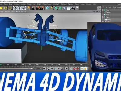 CAR SUSPENSION RIG CINEMA 4D DYNAMICS Low-poly 3D model
