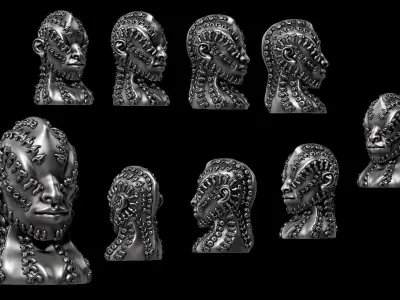 modern abstract robotic human head a165 3D print model