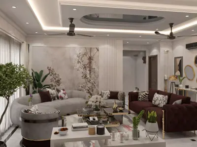living room interior design in 3d model in sketchup  Low-poly 3D model