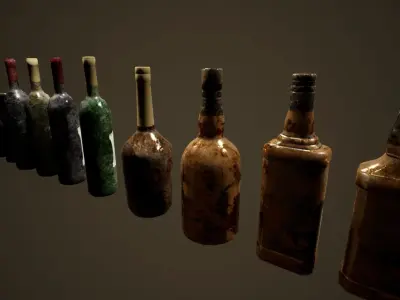Abandoned Bottles - PBR Game Ready Low-poly 3D model