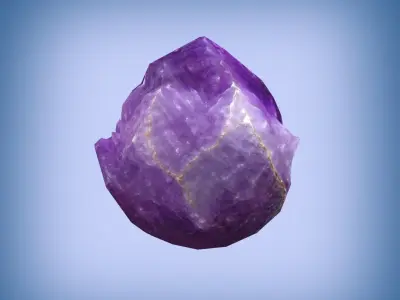 Amethyst gem rock Low-poly 3D model Free 3D model