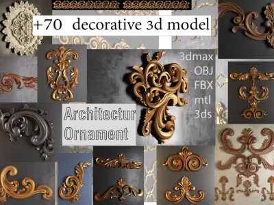 Collection of applied architectural ornaments 3D model