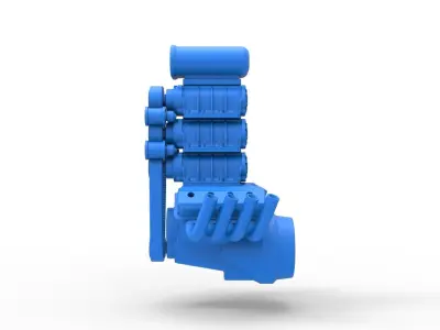 Engine V8 with triple supercharger Version 3 Scale 1 to 25 3D print model