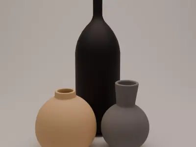 Ceramic Vase Set of 3 Low-poly 3D model
