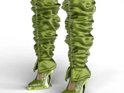 Knee High Open Boots Low-poly 3D model