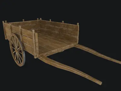 Old Wooden Cart   Low-poly 3D model