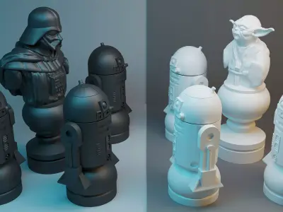Futuristic Sci-Fi Chess Set Free 3D print model
