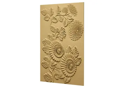 modern panel wall decor set relief stl mural CNC 293 3D model