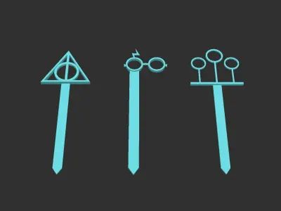Harry Potter Bookmarks - Deathly Hallows - Glasses - Quidditch 3D print model