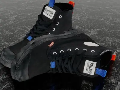 PALLADIUM PAMPA MONO METRO BLACK 3D SHOES Low-poly 3D model