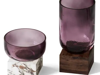 A set of colored glass vases 03 3D model