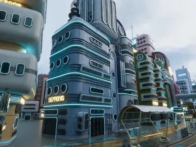 SCIFI ATOMPUNK BUILDING 03 Low-poly 3D model