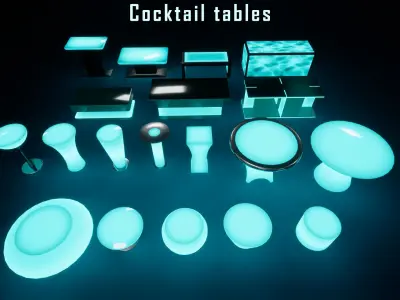 Neon furniture and decor Low-poly 3D model