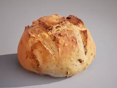 Wheat bread with nuts Game ready model 7K triangles 4K PBR Low-poly 3D model