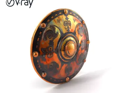 Antique Decorative Shield Bronze Engravings model pack Low-poly 3D model