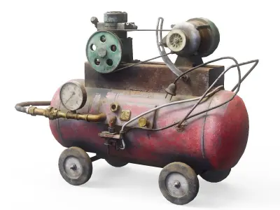 Air compressor DIY tool 6 colors old used handmade da1 Low-poly 3D model