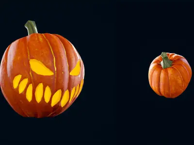 Halloween Pumpkin Head 03 - Game Ready - Textured PBR Low-poly 3D model