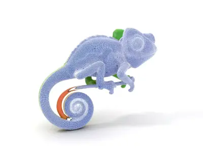 Green Chameleon Creature model pack Low-poly 3D model