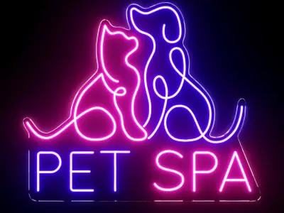 Pet Spa Neon Sign 3D model