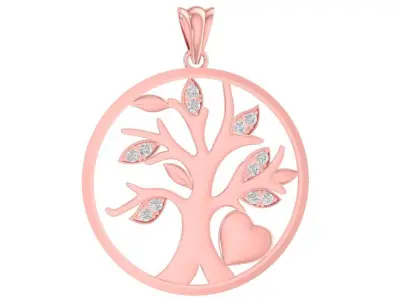 luxury heart and tree of life pendant 3075 3D print model
