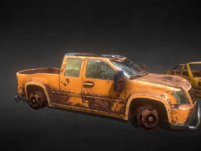 Abandoned Post-Apocalyptic Vehicle Pack Low-poly 3D model