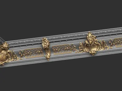 Classic Cornice with Roman Ornaments and girl face 3D print model