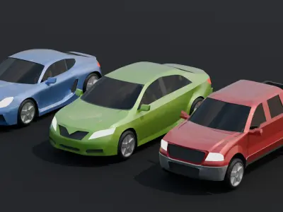 Low Poly Car Vehicle Asset Pack Toyota Camry Cayman F150 Low-poly 3D model