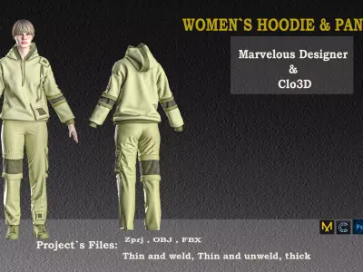 Women  hoodie and pants set 3D model