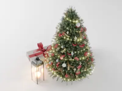 Realistic Christmas Tree with Decorations 3D Model 3D model