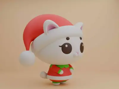 Christmas cat 95 3D print model