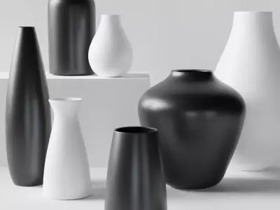 Modern Vase set Low-poly 3D model