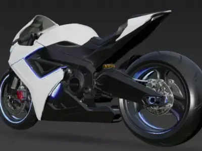 White Sports Bike 3D Model Realistic Render 3D model