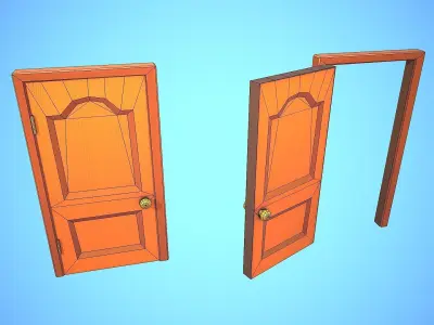 DOOR 2 CARTOON STYLIZED HOME HOUSE Low-poly 3D model