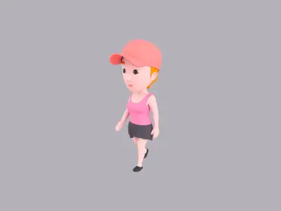  Cartoon Female Character Rigged 010 3D model