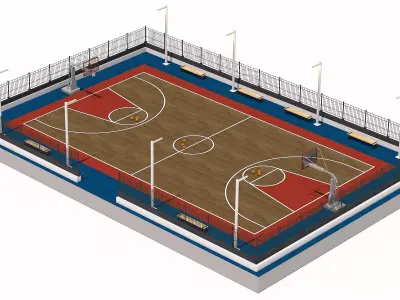 Basketball court  Low-poly 3D model purchase