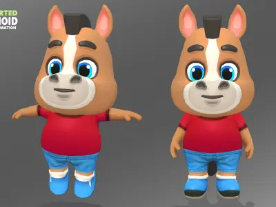 Horse Pony Animated Rigged Low-poly 3D model