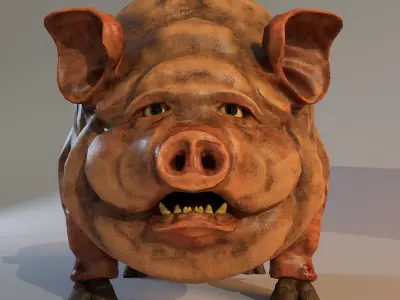 Scary Pig Low-poly 3D model