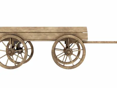 The cart 2 wooden wagon 3D model