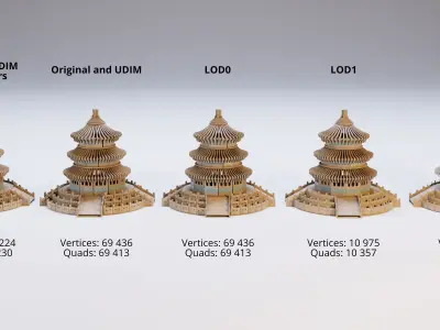 Interior Decoration Asian Temple 3D model