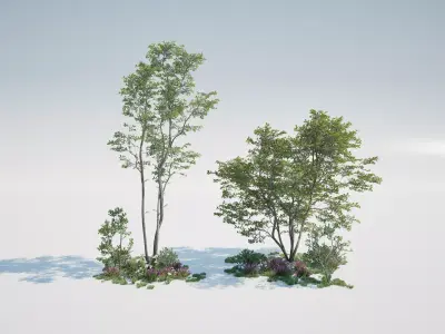 Game ready tree set - UE5 Low-poly 3D model